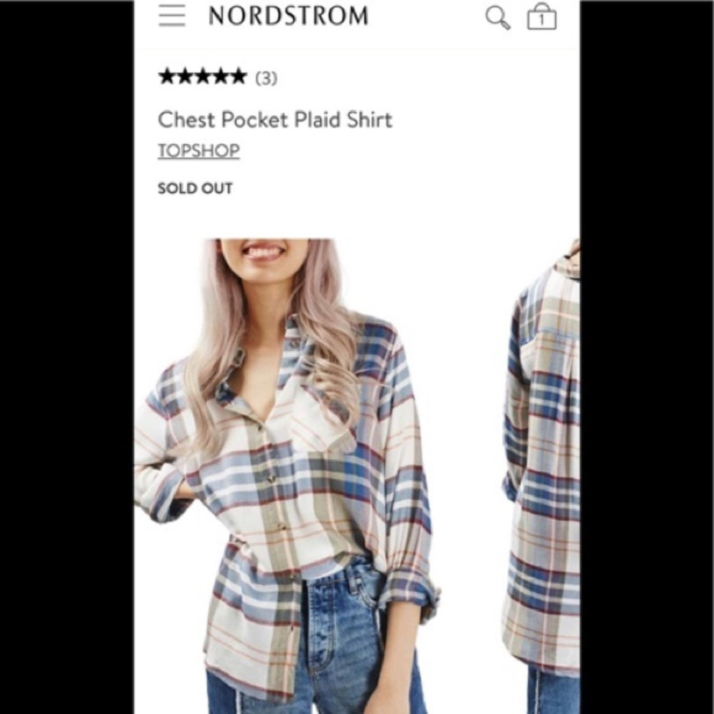 Topshop x Nordstrom plaid button down shirt/tunic
